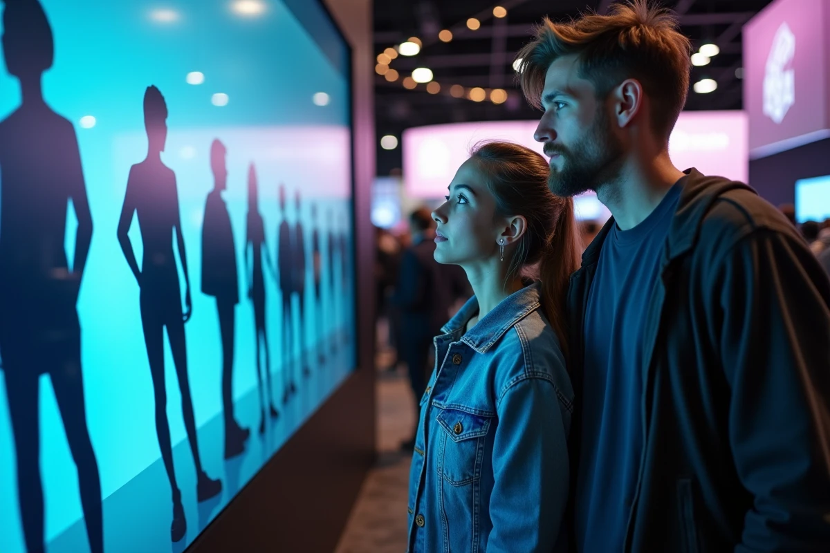 Deux fans de Pokémon découvrant des fuites et annonces secrètes lors d'un salon gaming en 2026