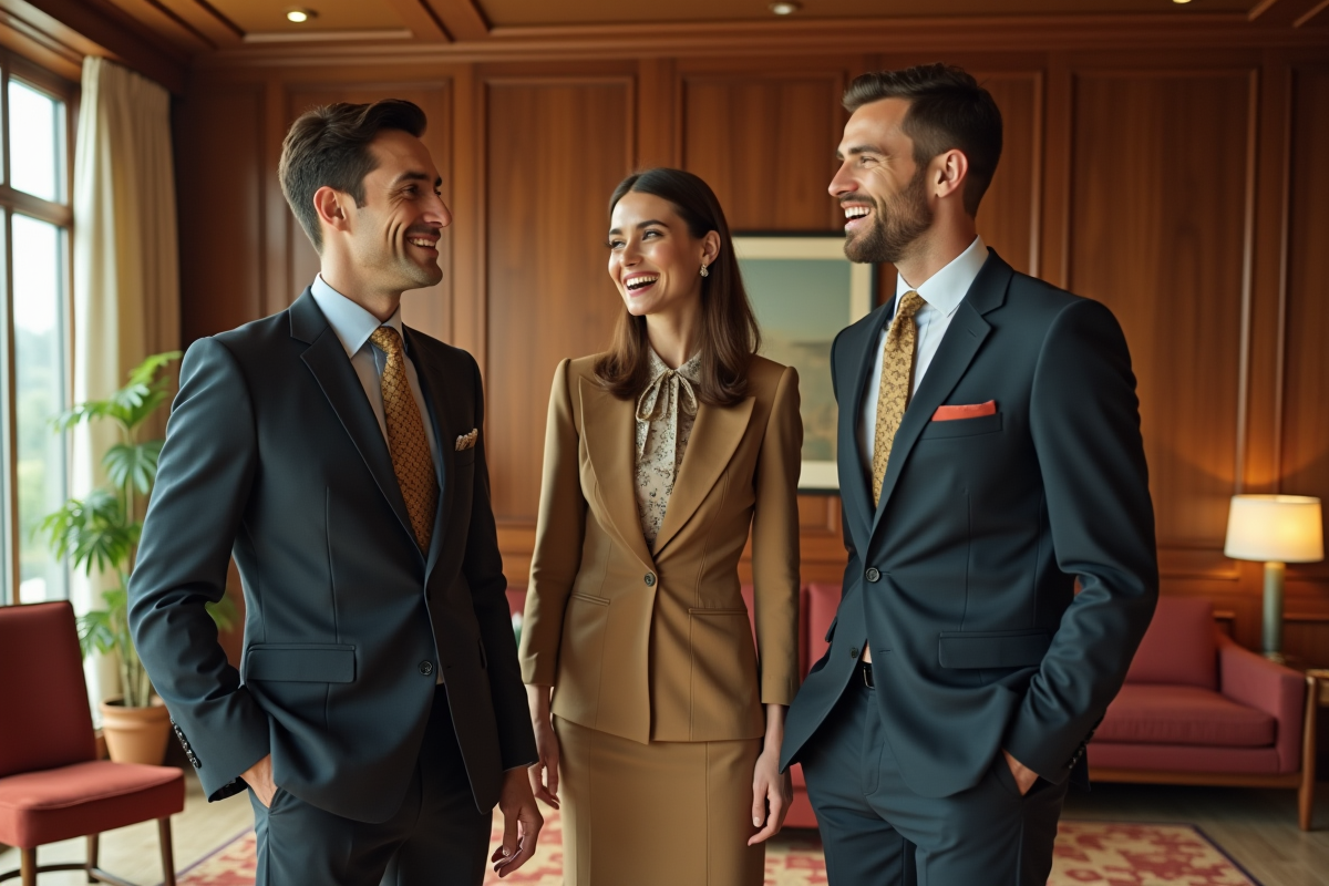Groupe de jeunes professionnels dans un bureau moderne des années 1960
