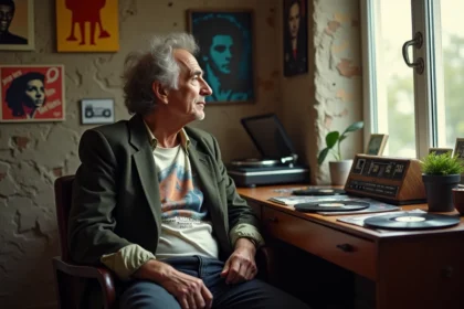 Homme français des années 50 regardant par la fenêtre