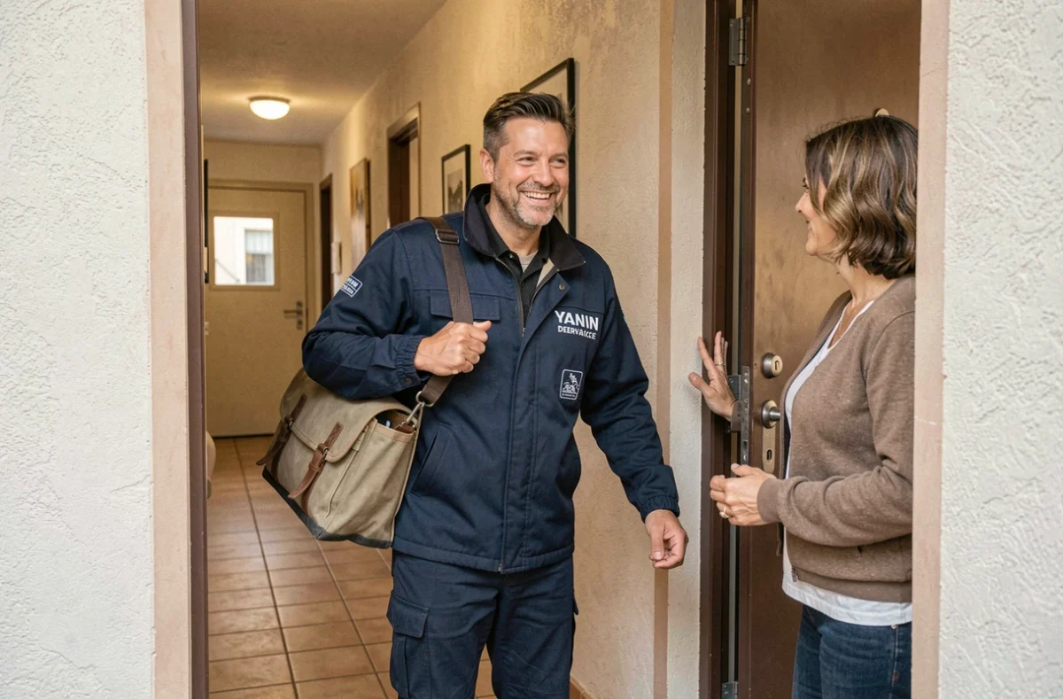 Technicien Yann Depann Services arrivant en urgence pour un dépannage chauffage dans un appartement marseillais